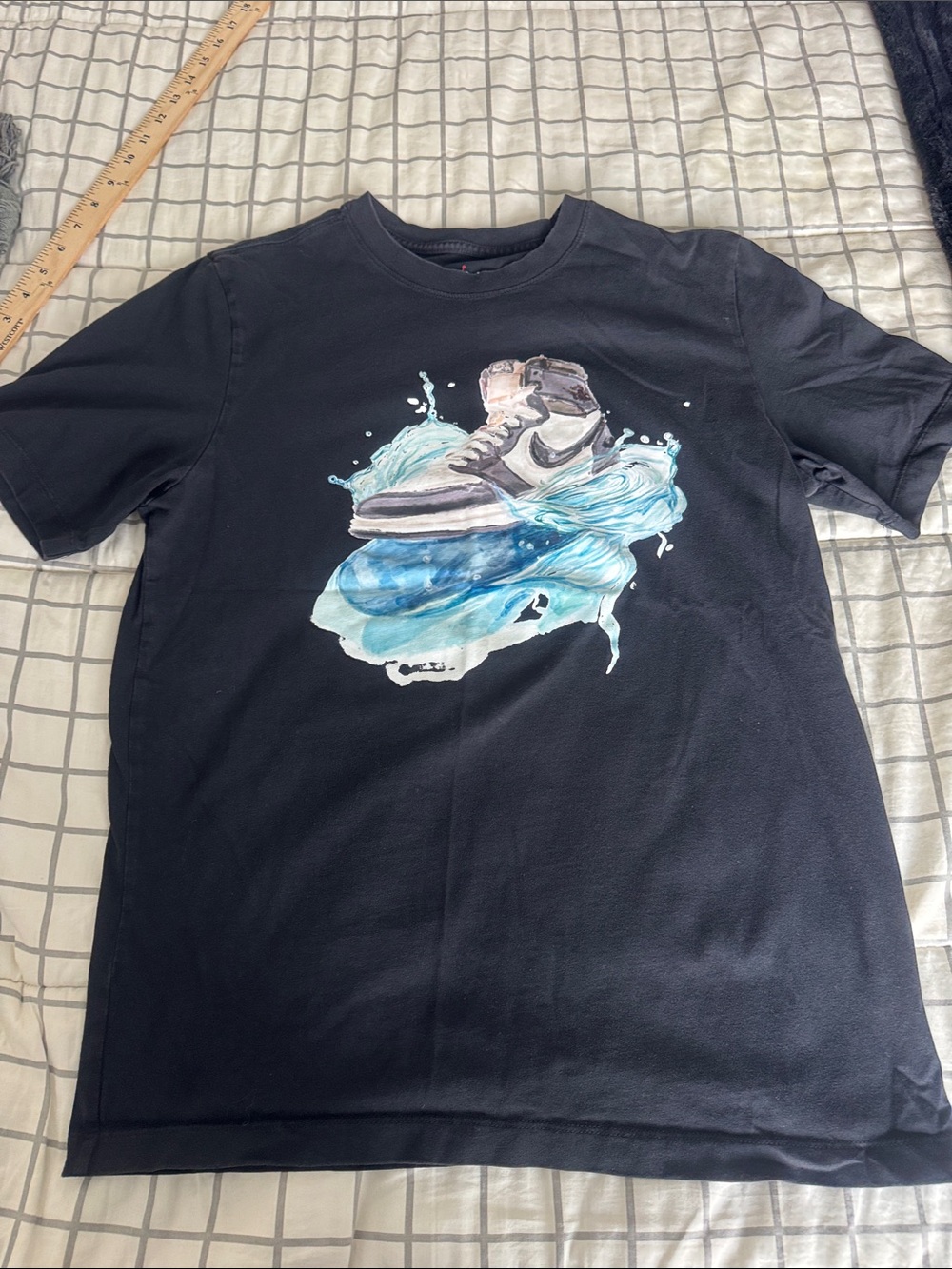 Jordan Black Tee with Blue Sneaker Wave Graphic